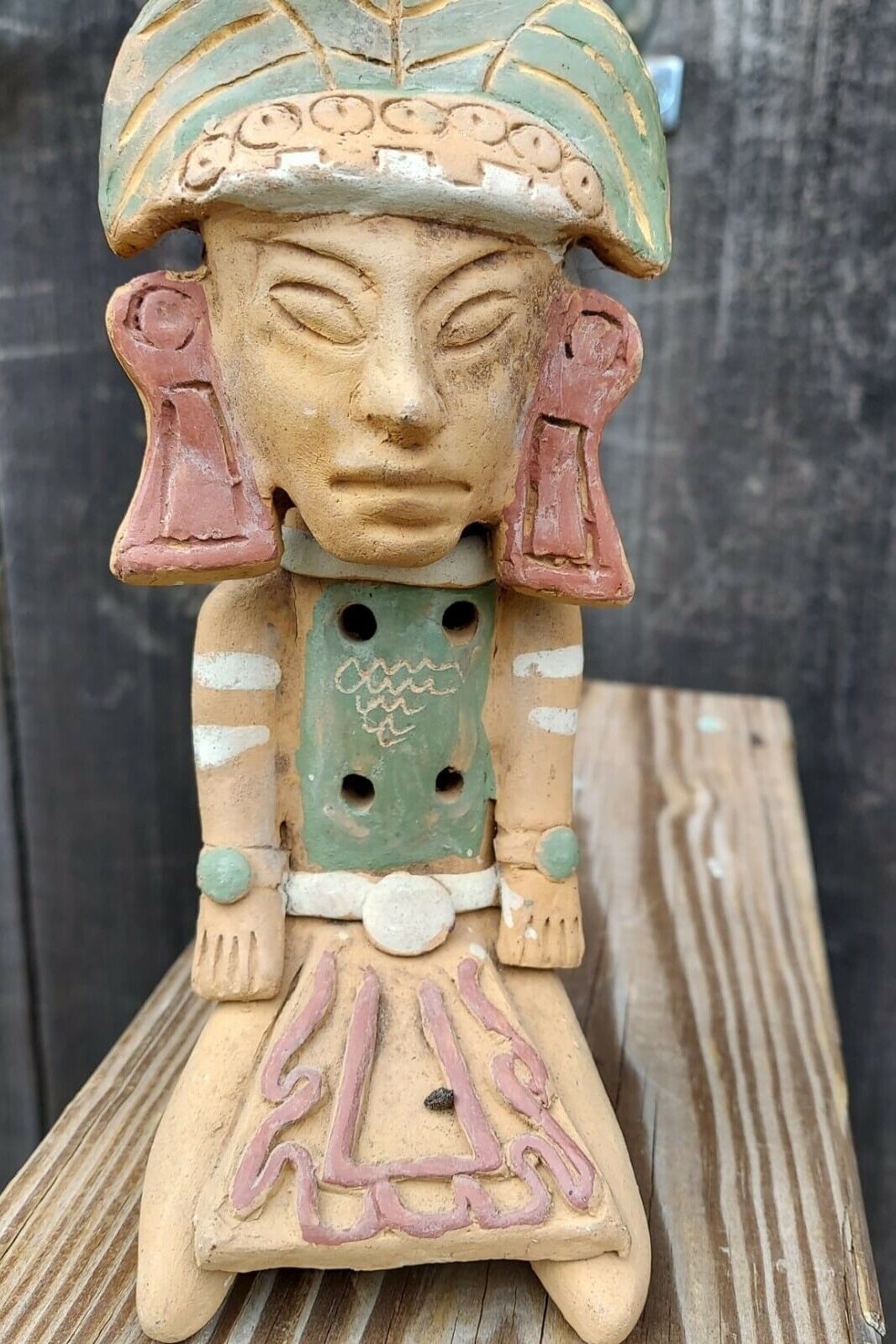 AZTEC MAYAN POTTERY FLUTE SCULPTURE