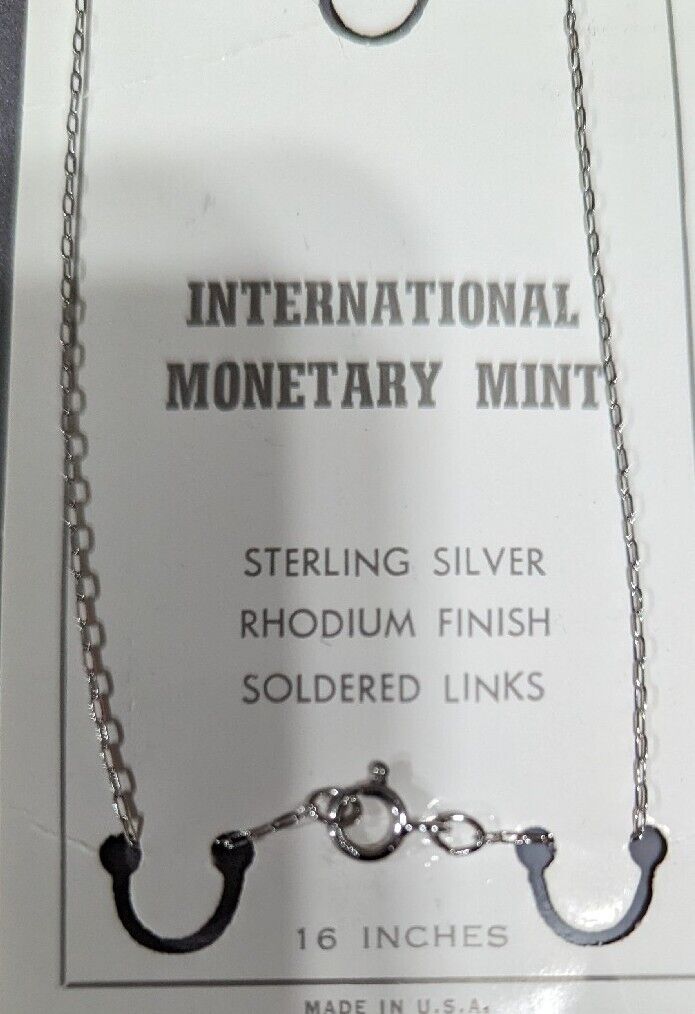 International Monetary Mint Sterling Silver Rhodium Finish Soldered Links 16" US