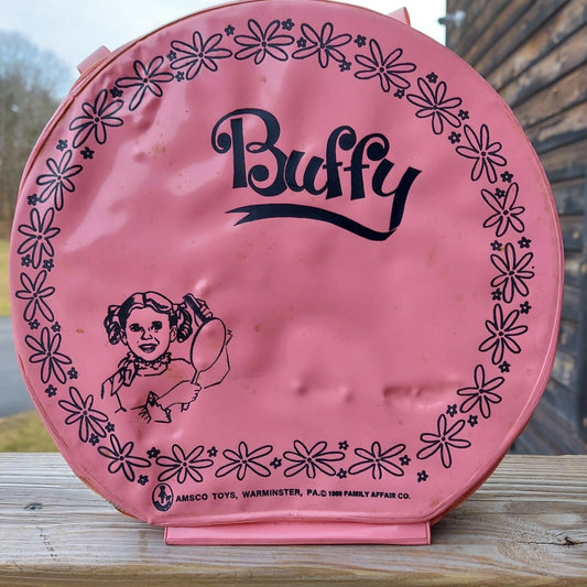 Vintage Buffy Family Affair PINK Zippered Train Case Bag 1969 AMSCO Toys