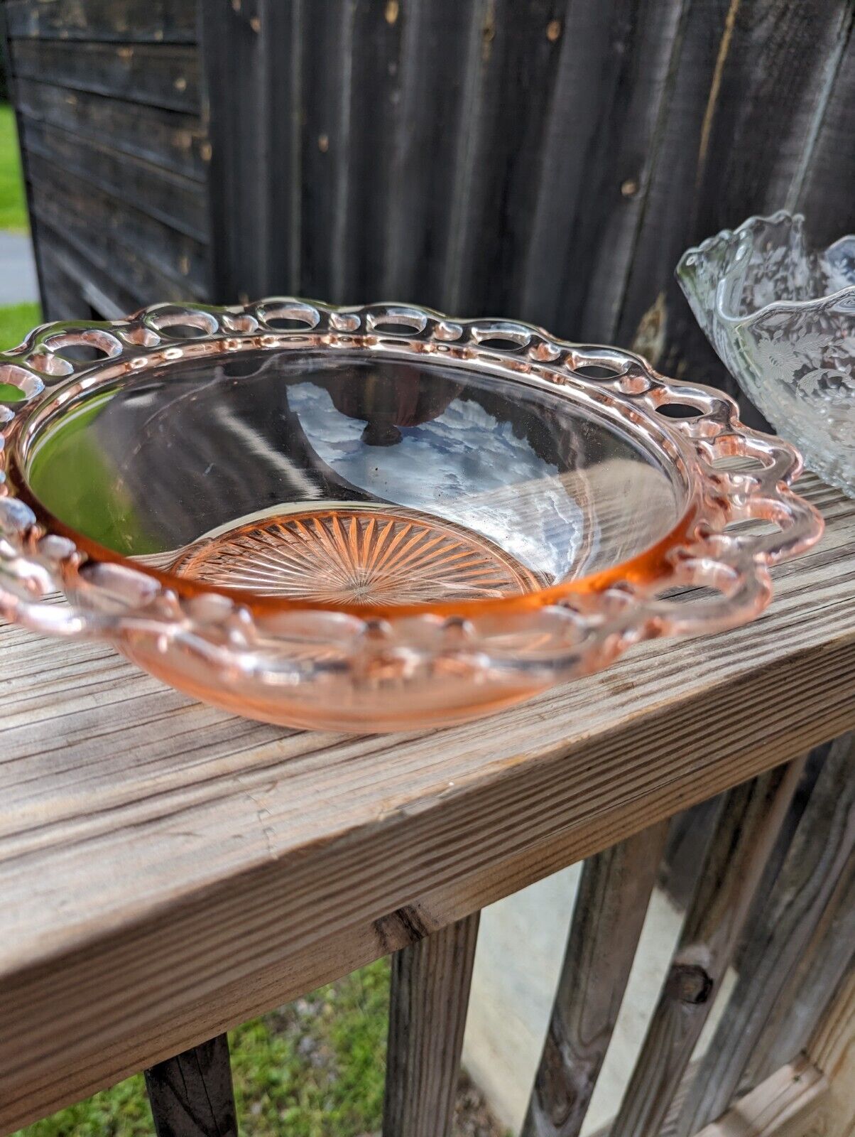 Vintage 1930's Anchor Hocking Old Colony Open Lace Pink Depression Glass Bowl