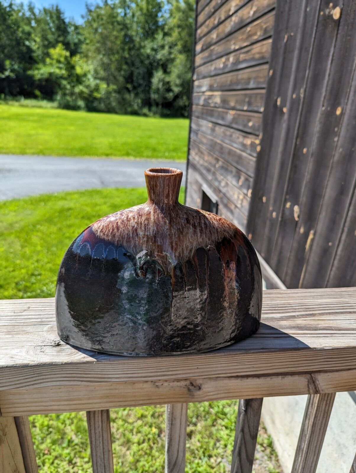 Wide Ceramic Vase About 9" By 7"