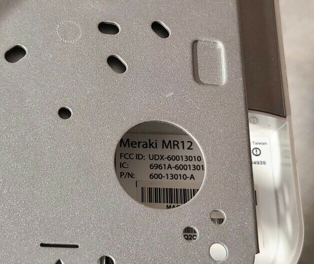 Cisco Meraki MR12 PoE Wireless Access Point