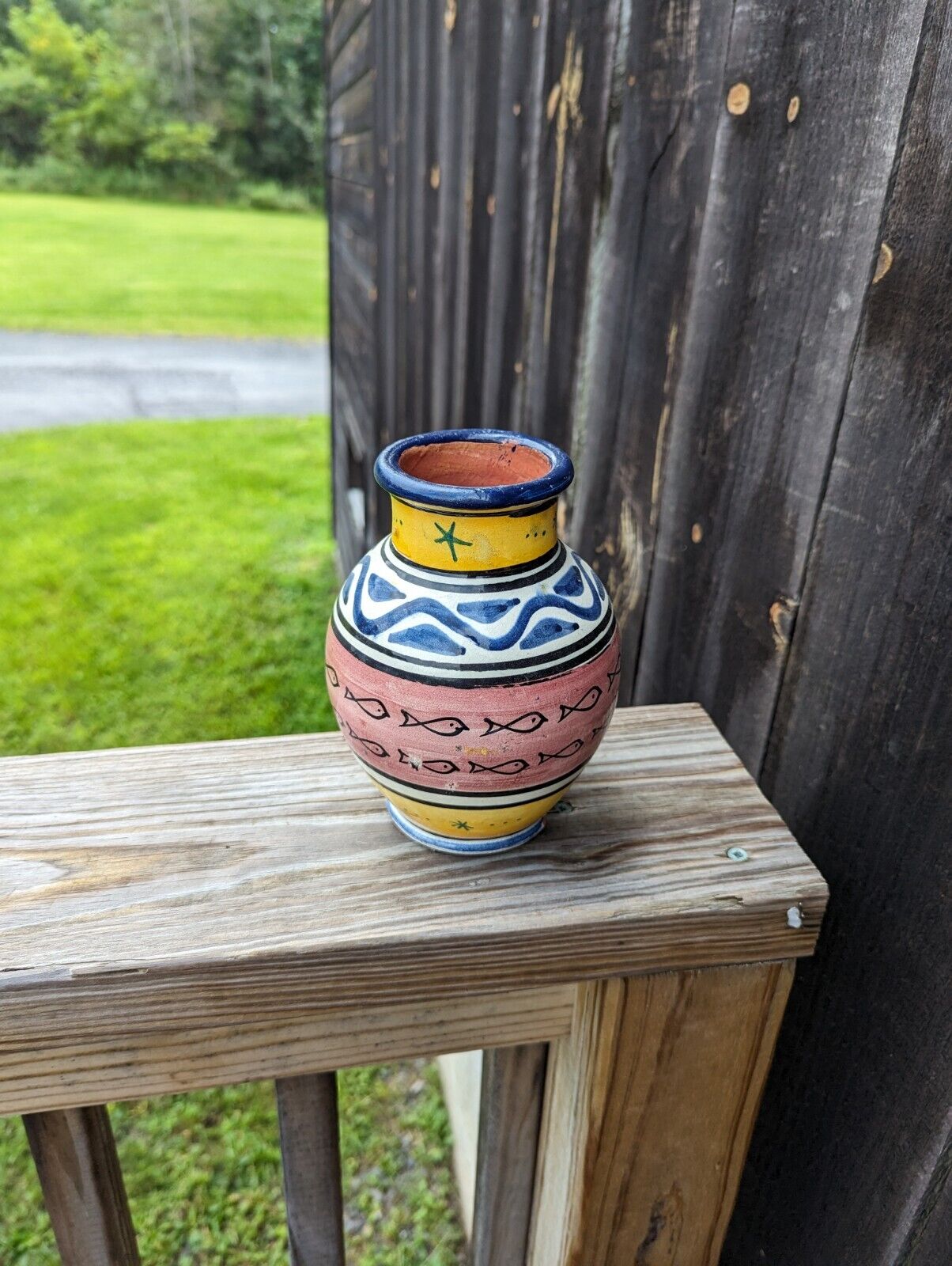 Moroccan Clay Pottery Hand Painted Vase