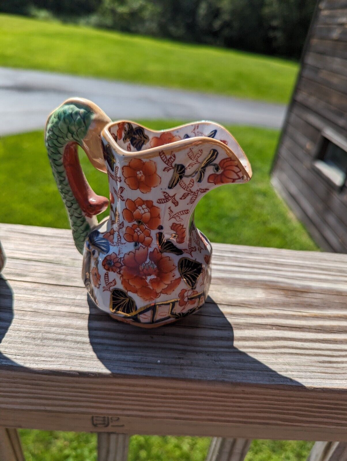 Two(!) Mason’s Ironstone Imari Pitchers With Hydra Handles Multicolor Lively 6"