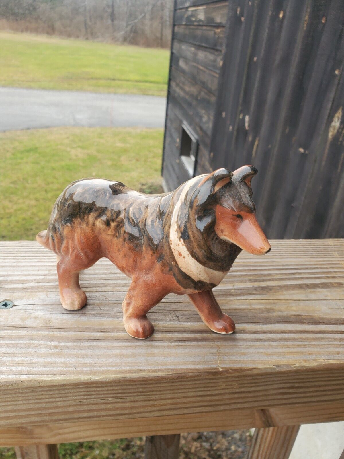 Vintage Ceramic Collie Dog Figurine Japan