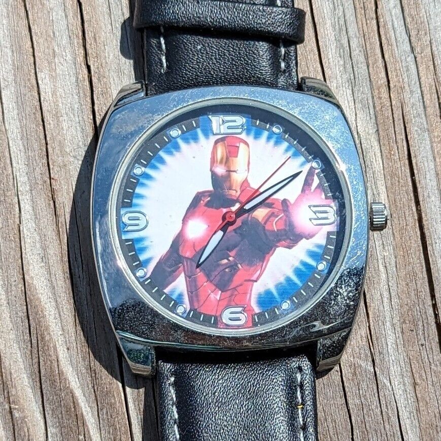 Marvel Iron Man Watch - Black Leather Strap IRN2065