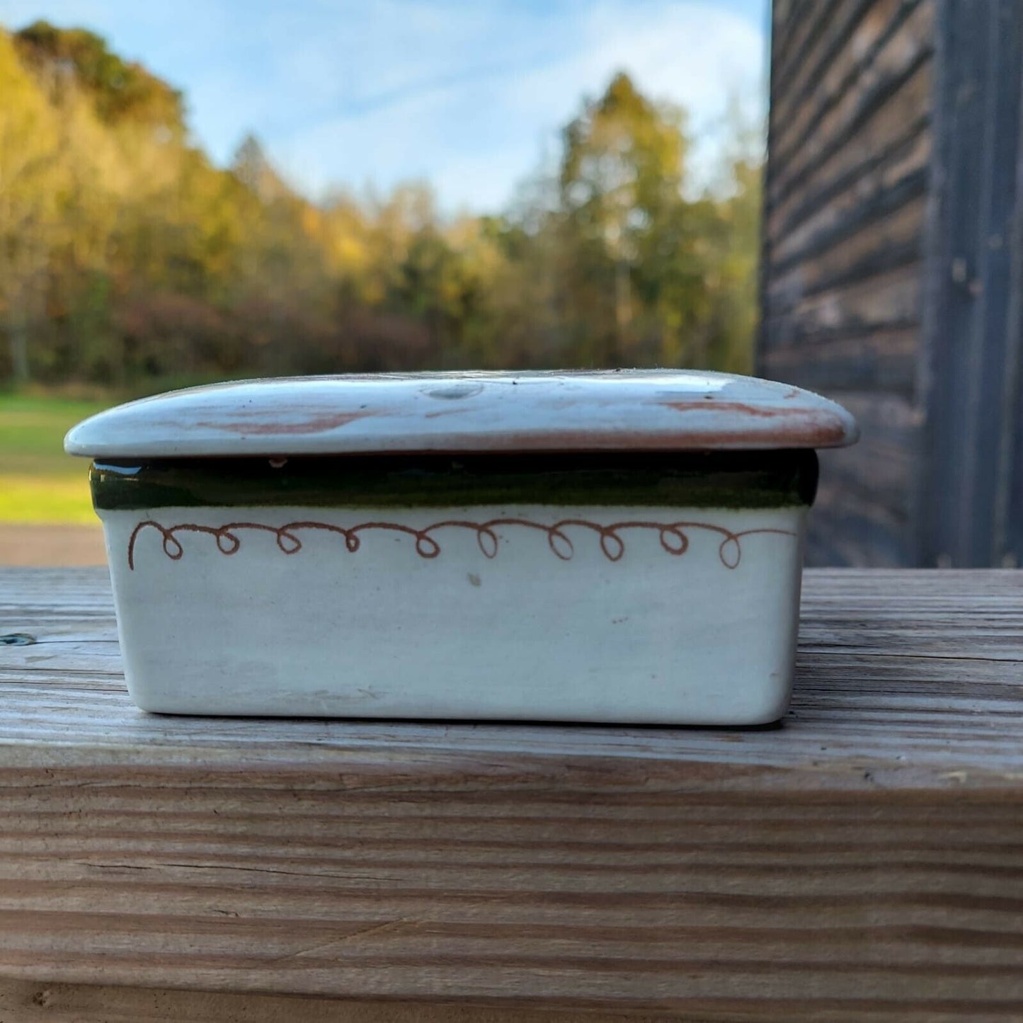 Vintage Stengl Terra Rose Porcelain Jewelry Box Hand Painted. Made in USA