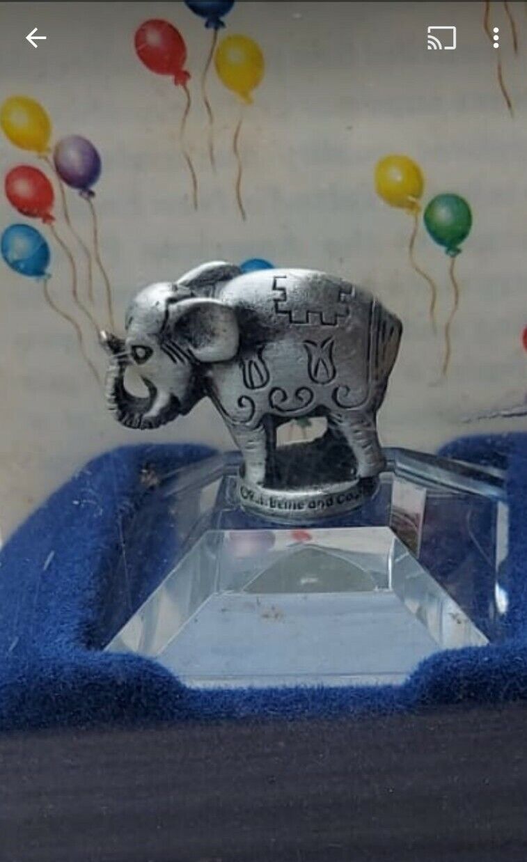 MINIATURE FINE PEWTER ELEPHANT CENTER RING ELEPHANT RUSS USA