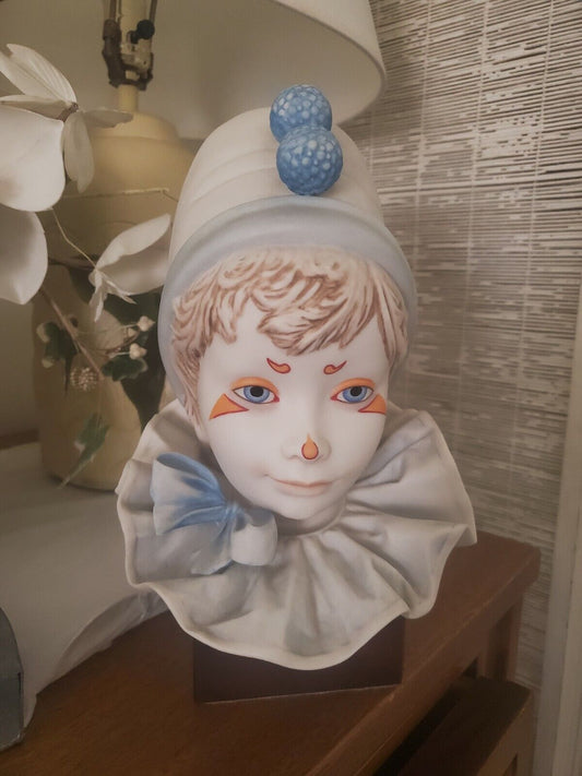 Cybis Funny Face Signed Porcelain Clown on stand