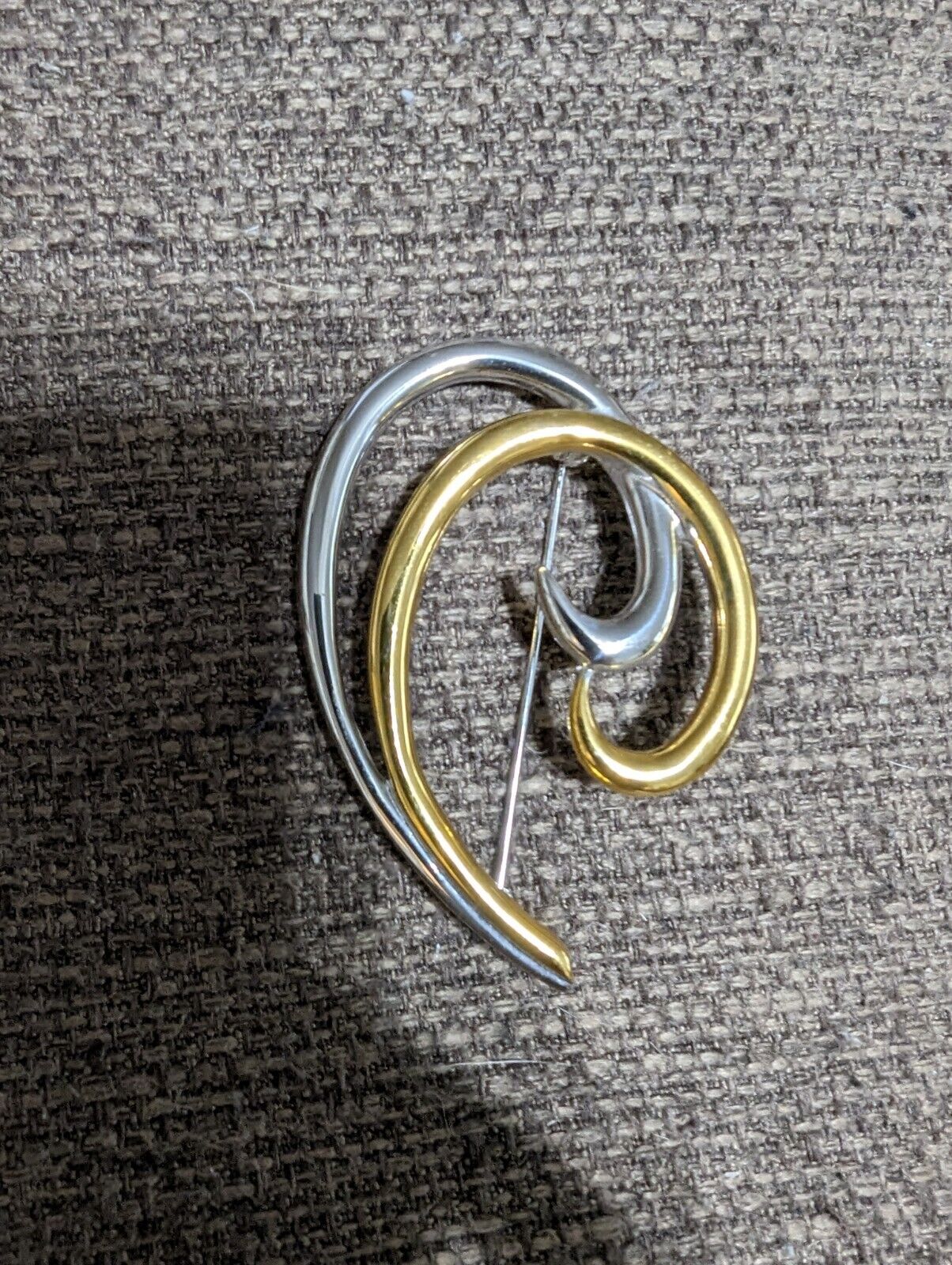 Vintage MONET Gold & Silver Tone Swirl  Brooch Pin