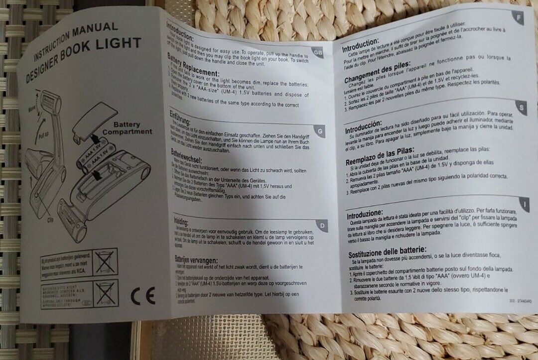 Designer Book Light 4 LEDs New In Box