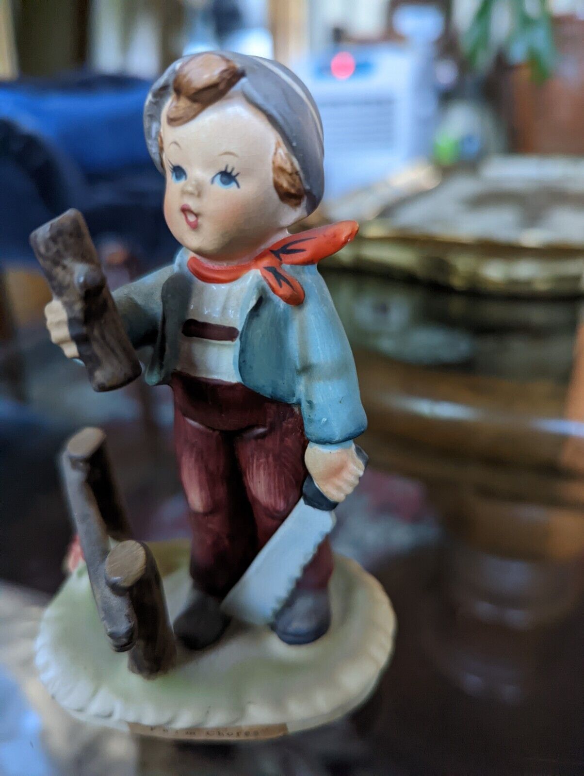 Vintage Anrat Erich Stauffer Farm Chores Boy Figurine